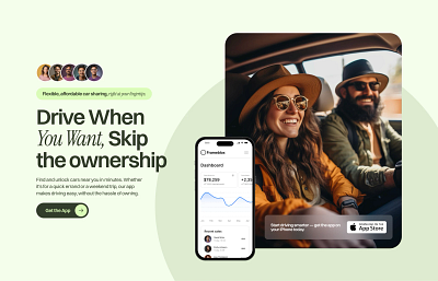 App website hero section for Framer app cta framer graphic design header headline hero home landing mockup phone saas ui webdesign website