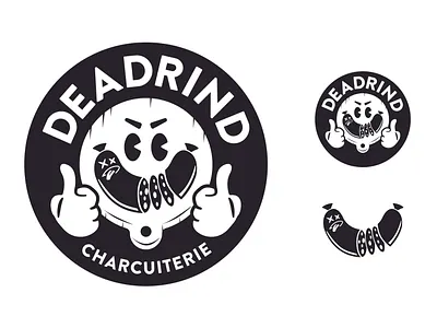 Deadrind Charcuiterie Logo Marks black blackandwhite brand branding charcuiterie flat logo meat