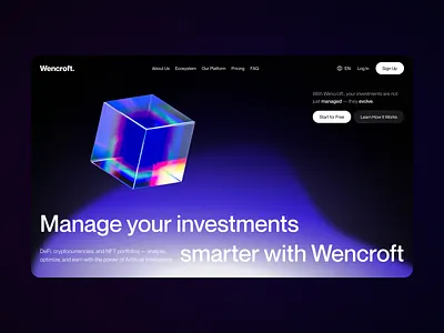 Wencroft. - Crypto Manage Investment Tool 3d bitcoin blockchain crypto cryptocurrency defi design figma finance investment ui ux web3 website