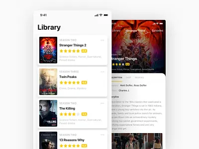 Tv series agent app app drylikov interaction ios iphone mobile movie music tv ui ux