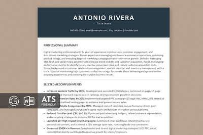 ATS Executive Resume CV ats resume cover letter cv cv design professional resume resume resume design resume for marketing jobs