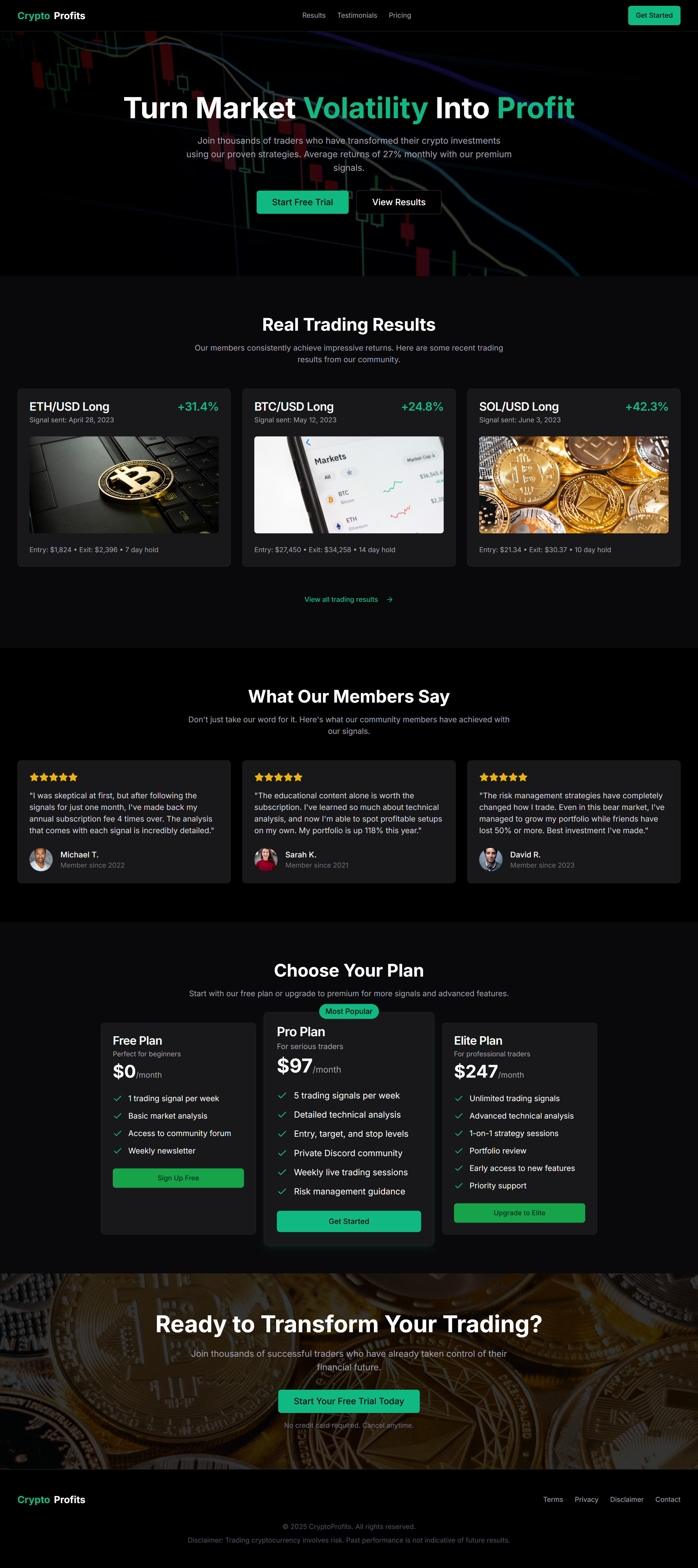 Crypto Profits - Crypto wallet landing page dark theme crypto dark dark theme figma landing page ui ux web design