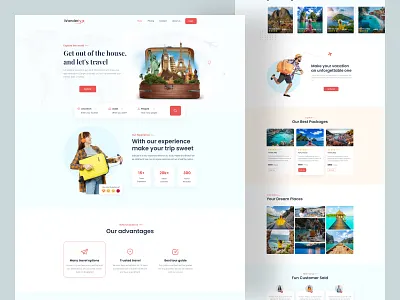Wanderly-Travel website design bookingwebsite design graphic design landing page responsivedesign tour tourism traveltech travelui ui ux uxdesign wanderlust webdesign