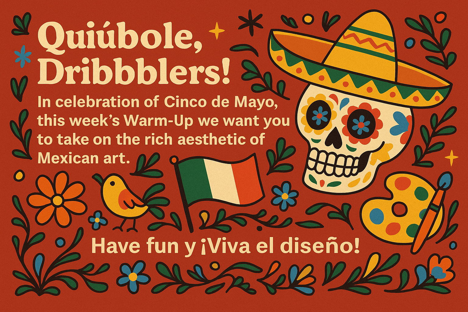 Viva el Arte: A Tribute to Mexican Folk Culture 🎨🇲🇽 bright colors cartoon art cartoon skull cinco de mayo colorful illustration cultural art cute skull día de muertos festive design flat design folk art maracas illustration mexican art mexican culture mexican festival mexican pattern papel picado skulls art sugar skull vector art