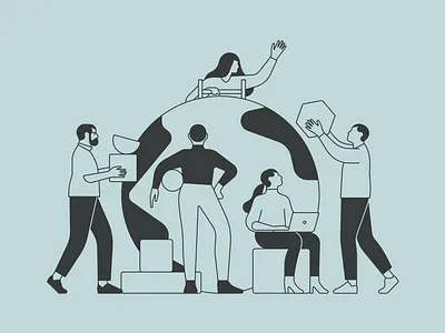 Global Team branding character editorial illustration people