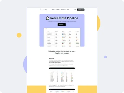 Zoncast - Real Estate Pipeline ai design landing page real estate ui ux website