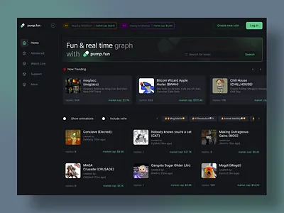 Pump.fun Website (Redesign) dark mode solana token ui ui design web design web3 website