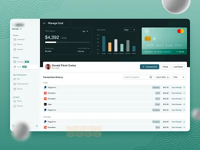 Tracking expenses - Dashboard credit card dashboard figma finance food travel ui user interface design ux ux desgin web design