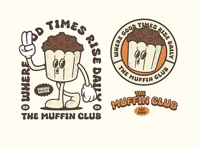 The Muffin Club Visual Branding branding cake design graphic design illustration logo mascot mascot character mascot logo mountain muffin nature ui ux vector