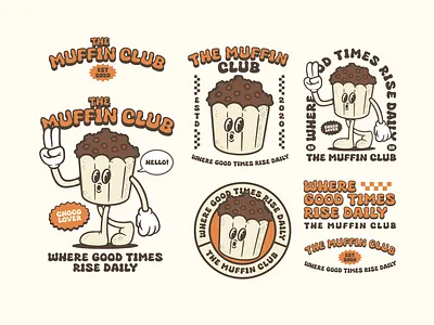 The Muffin Club Branding Package branding design graphic design illustration logo mascot mascot character mascot logo mountain nature retro mascot ui ux vector