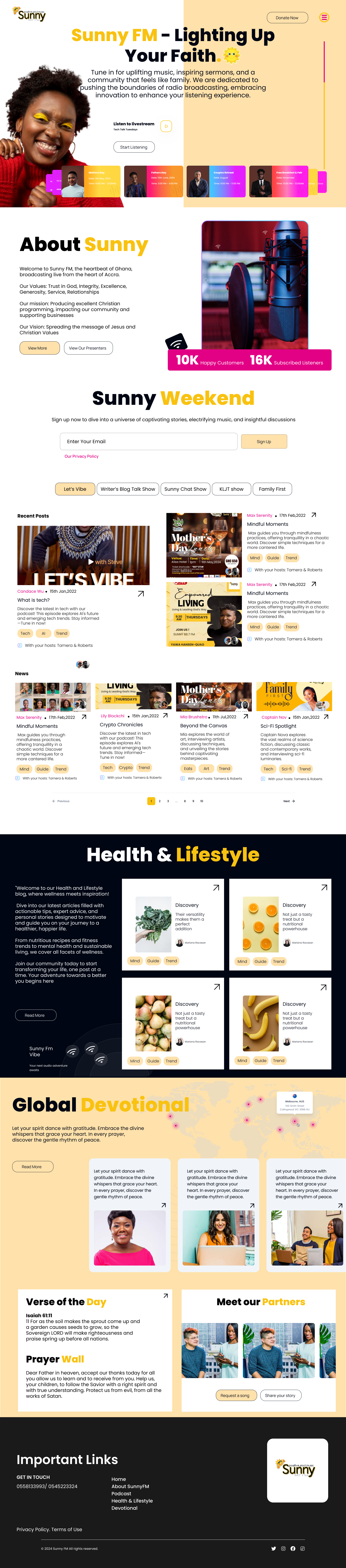 Sunny FM Landing Page figma graphic design landing page ui ux website