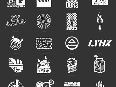 The Logo Project 2025 (100 Logo Collection) afrofuturism alien ancient astronaut branding dead demon devil elder existential fire god logo logo designer maya mayan nihilism race skull space