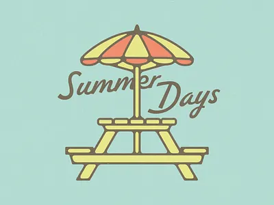 'Summer Days' Illustration, 2024 beach graphic design illustration long island outdoor picnic retro summer sun table umbrella vintage