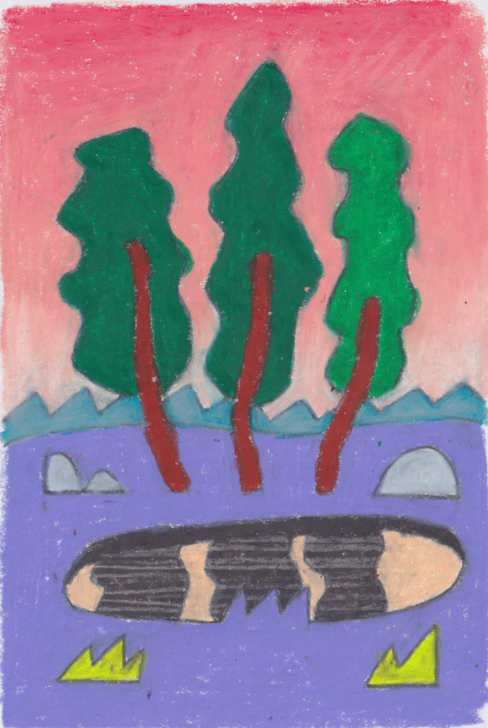 Reflection art crayon hand drawn illustration