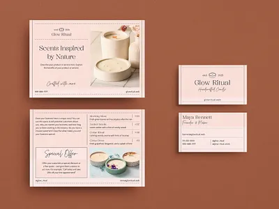 Minimal Candle Shop Brand Identity Set branding business card candle shop candles marketing minimal post card
