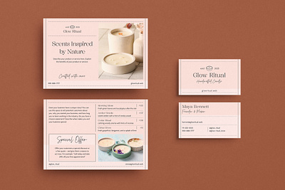 Minimal Candle Shop Brand Identity Set branding business card candle shop candles marketing minimal post card