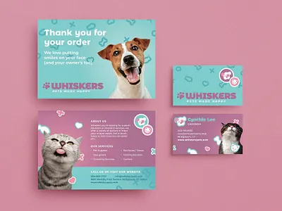 Playful Pet Store Brand Identity branding business card cat dog kibble marketing pet care pet store pet supplies playful post card stickers