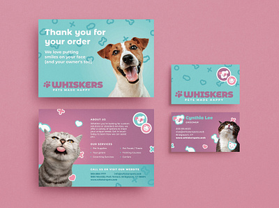 Playful Pet Store Brand Identity branding business card cat dog kibble marketing pet care pet store pet supplies playful post card stickers