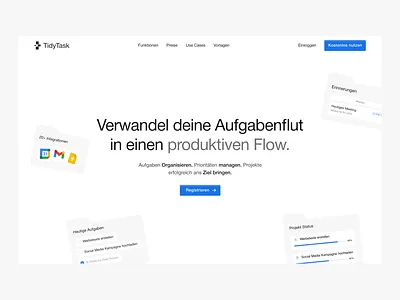 Tidy Task Hero Concept | Task Management branding design saas ui ux webdesign