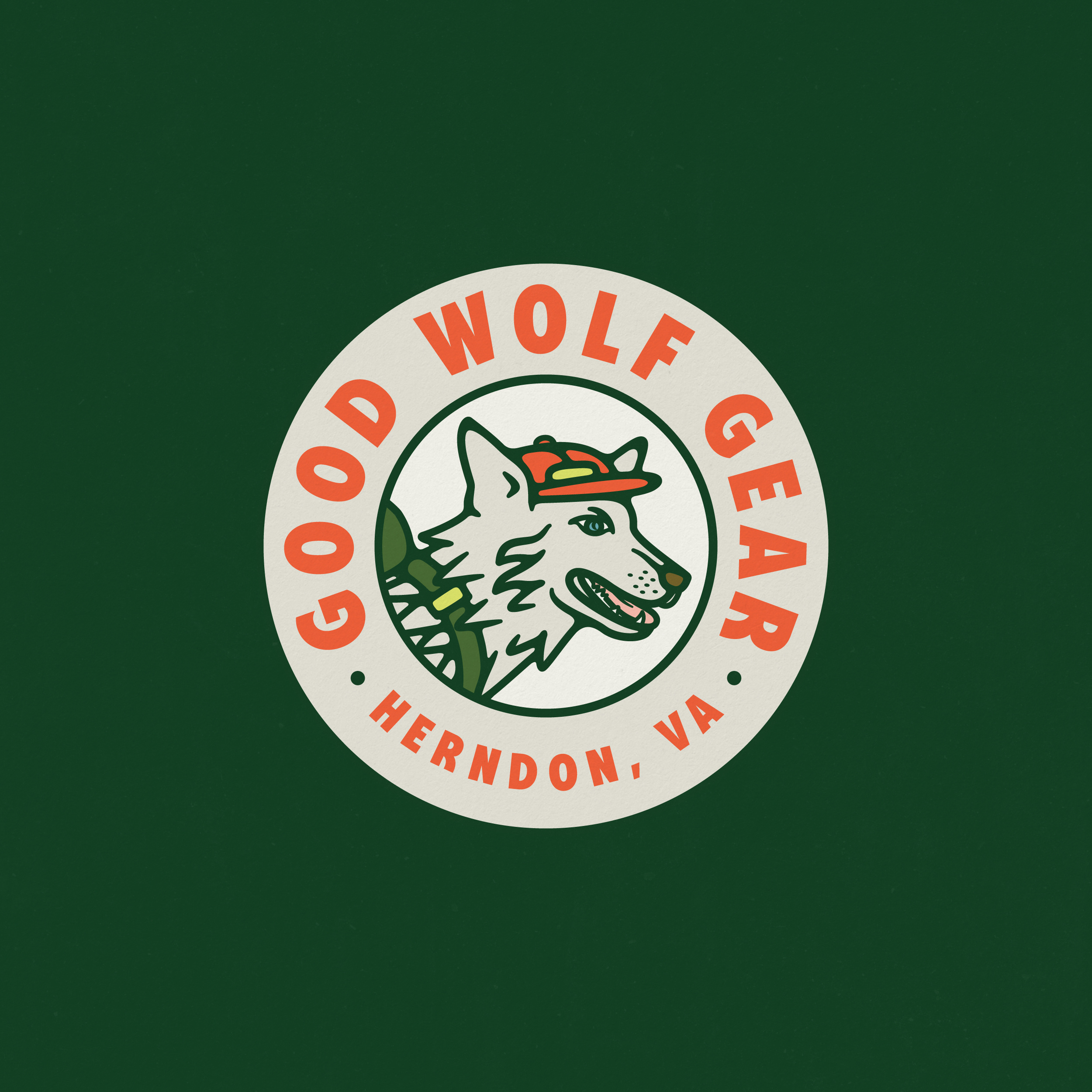 Good Wolf Gear Branding, 2024 adventure badge brand identity branding gear illustration mascot t shirt tagline virginia wolf wordmark