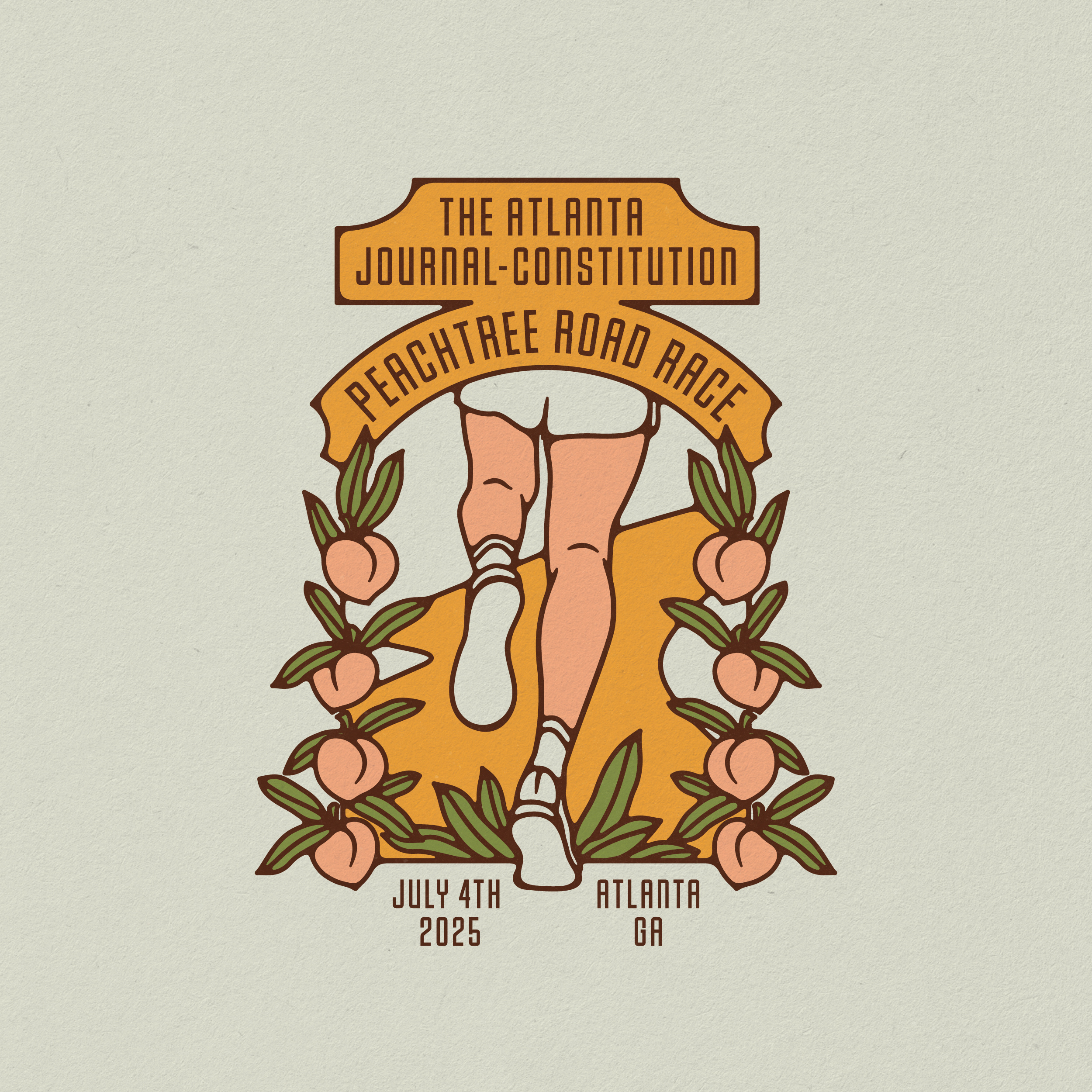 Peachtree Road Race T-Shirt Entry, 2025 atlanta fitness illustration peach peachtree race run runner running t shirt