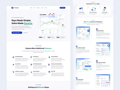 Key Manager Plugin - Landing Page clean dashboard design design inspiration ecommerce figma illustration key manager landing page minimal modern plugin product design saas ui ui design ux web design woocommerce wordpress