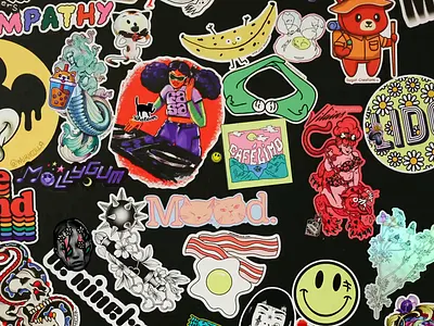 Stickerism animation bold colourful ecommerce fun illustration maximal maximalist motion graphics playful pop art shopify sticker design stickers ui ux web design