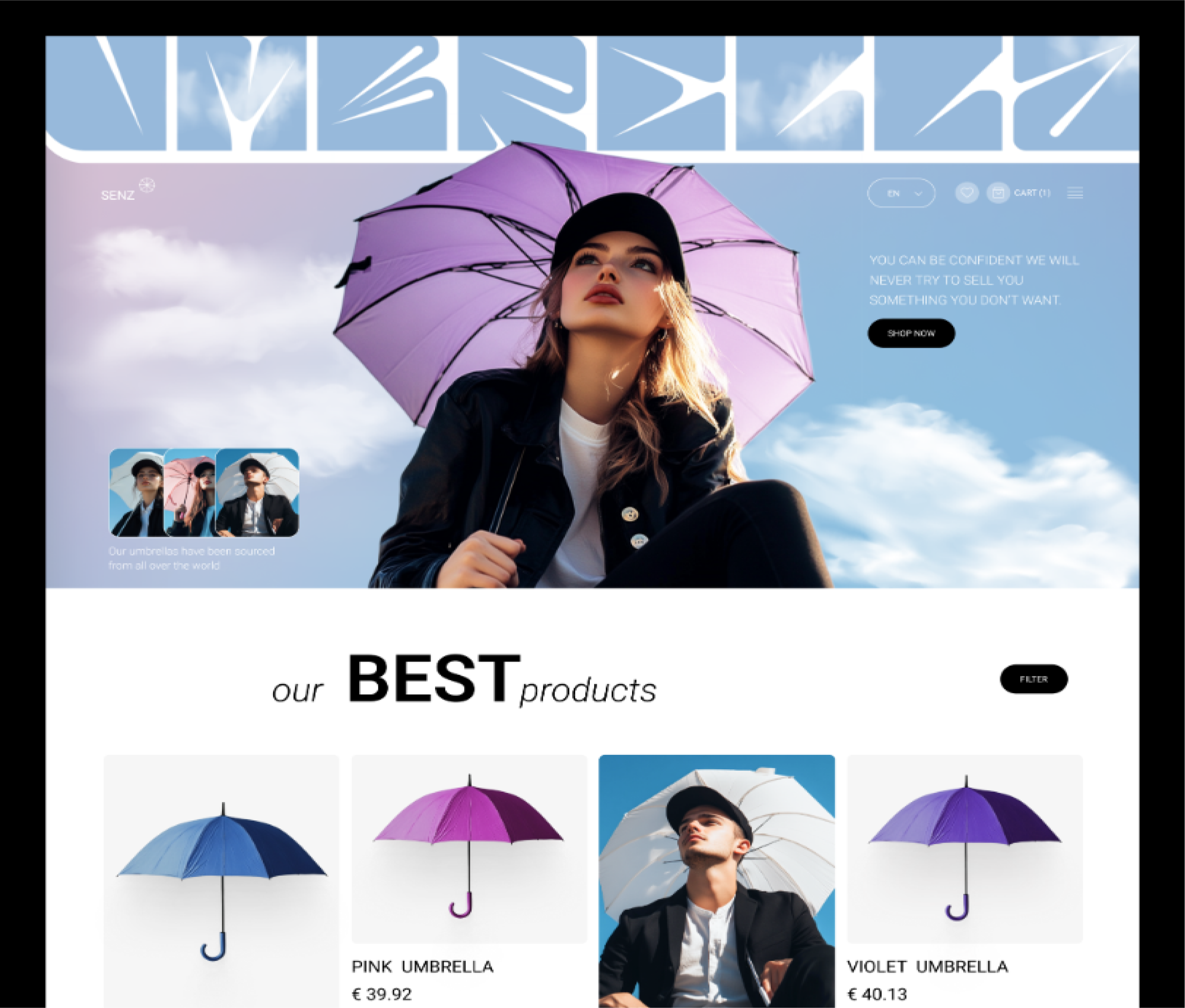 Size branding ecommerce graphic design lending ui umbrella