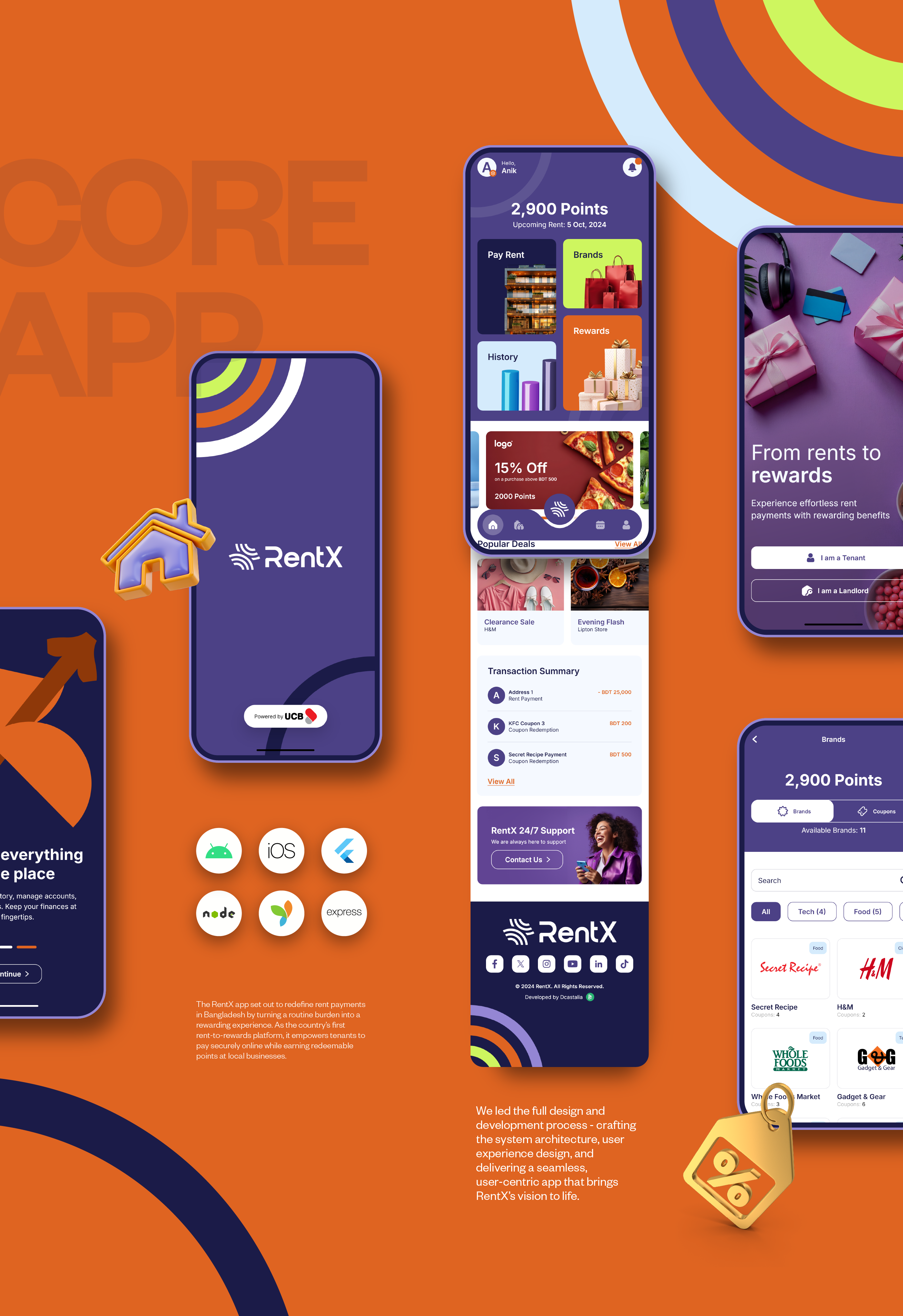 RentX Fintech Platform — Brand Identity, UI/UX, Web & App app ui app ui design design flow graphic design informaiton architecture mobile ui payment app rent app reward app ui ui design uiux user interface user persona ux design website