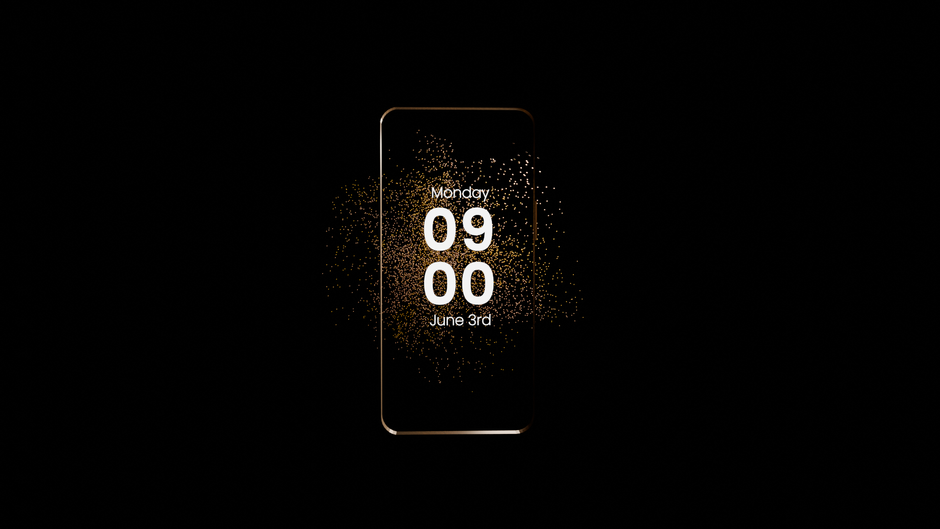 Golden Dust UI 3d animation blender dark mood design geometry node inspiration lockscreen particle system product design ui ui exploration