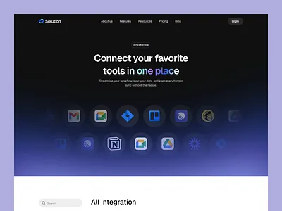 Solutionx - Integration design integration integration design integration overview integration page integration sidebar integrations motion graphics solutionx ui uiux uiuxdesign ux uxerflow web web design website