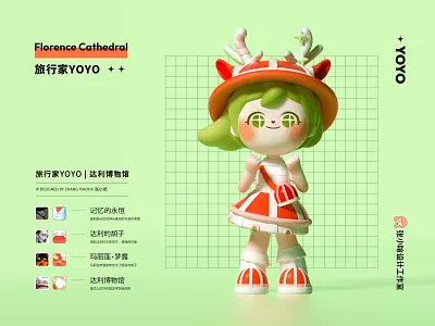 Traveller YOYO—IP (Mascot)—Cathedral of Santa Maria del Fiore 3d c4d cathedral cute firenze florence girl travel 张小哈