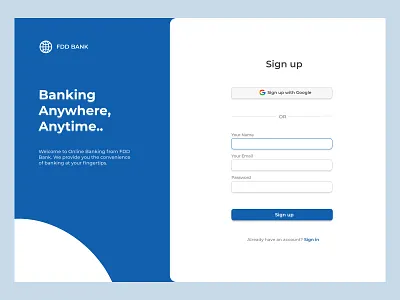 Banking App Sign Up Page - Daily UI #001 banking creative design minimal registration signup ui ui design uiux