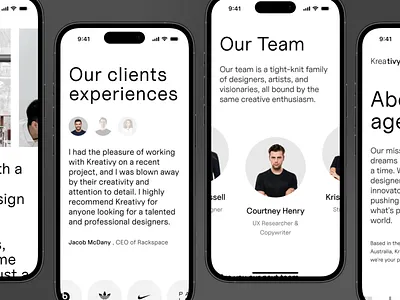 Kreativy - Our Team Responsive Agency Website about us agency big typography black business creative design minimal mobile modern office our team responsive service swiss teamwork ui ux website white