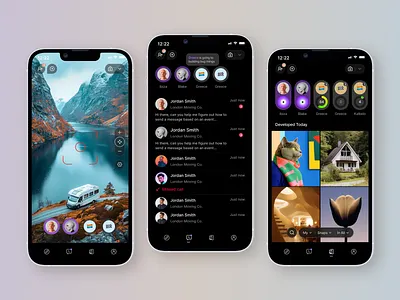 Mobile App Design ai social app design app interface app ui dark design dark mode mobile mobile design mobile ui online chat social ui ux