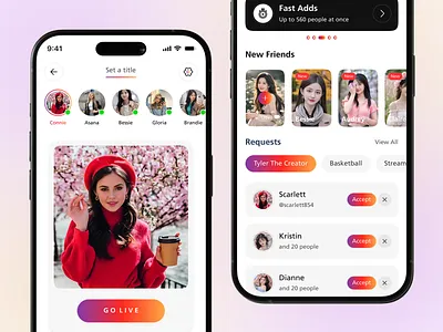 Friends Screen - Live Video Chat Mobile app app app design chat chat application chat mobile app design chatting app clean communication creative ecommerce ios live chat live video minimal mobile app request social app ui design uiux video