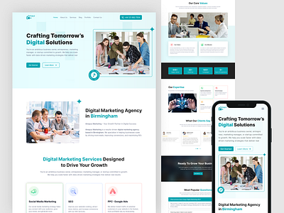 Digital Marketing Agency - Website Design agency agency website branding businesswebsite company company profile creativeagency digital agency digital marketing digital marketing agency figma landing page marketing minimal seo startup website ui design webdesign webinterface website