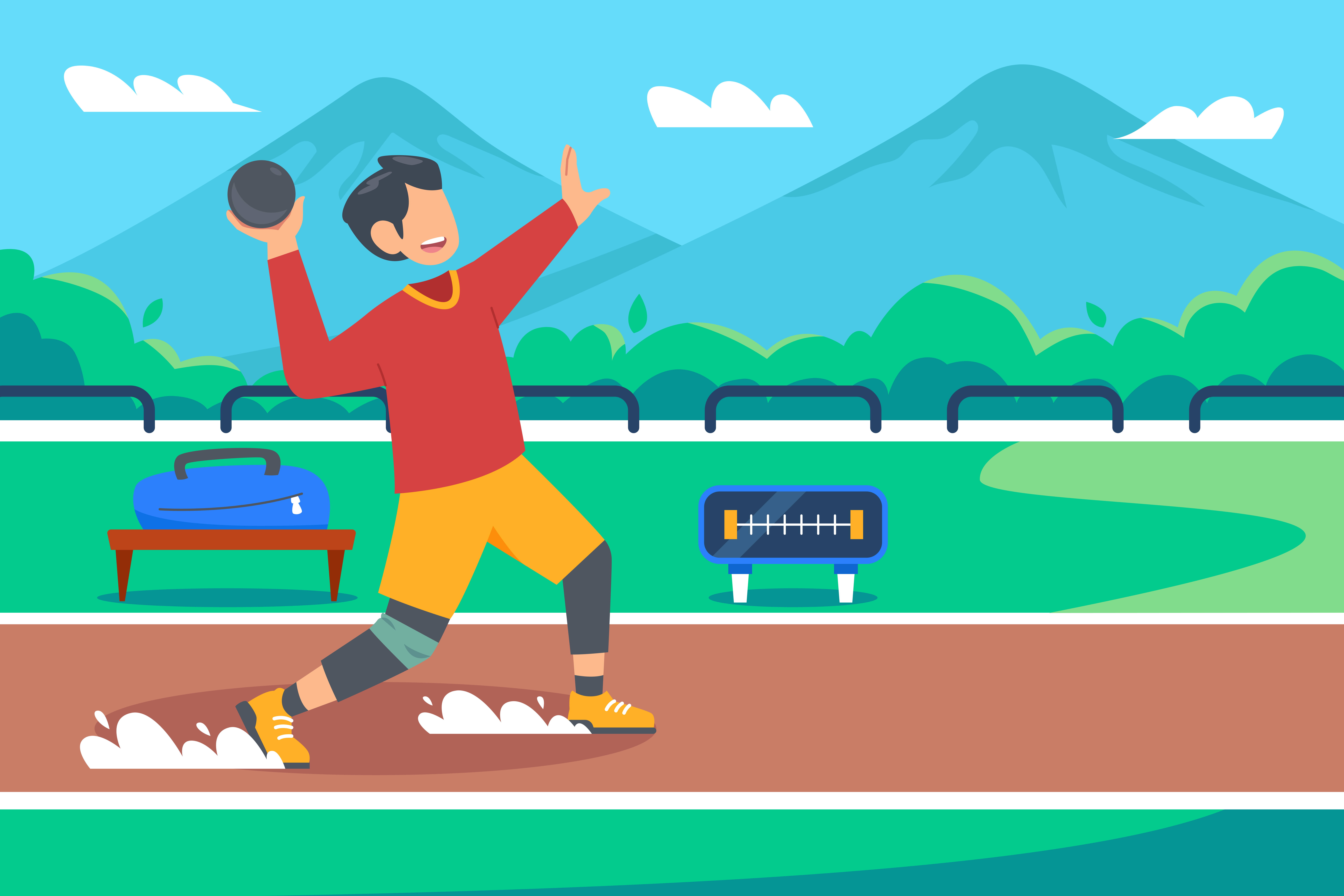 Fitness Illustration: Shot Put art clean ui design digital art fitness flat illustration graphic design illustration landing minimal outdoors ui uiux website