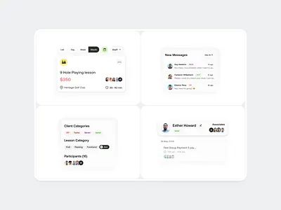 Golf Management SaaS I Ui Card ai analytics app coaching dashboard product project management saas ui ux web website