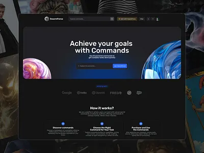 SwarmForce | AI Command Marketplace Platform Design ai platform ai workflows command marketplace dashboard dashboard design design design system marketplace design product design saas platform startup ui tech product ui ux uxui web app web design web3 inspired ui
