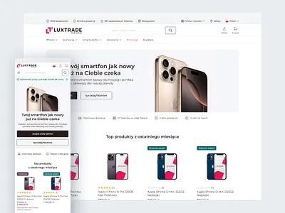 Luxtrade – E-commerce Homepage & Mobile UI cleanui ecommerce homepage mobileui productdesign responsivedesign smartphonestore uiinspiration uxdesign uxui webdesign