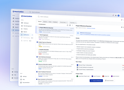 Centralized Notification Dashboard UI admin cleanui dashboard design email notification panel projectmanagement saas taskmanagement tech ui ux webdesign
