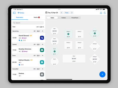 iPadOS Restaurant Table Management ipad ipados ui ux