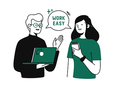 Work easy #2 colleagues coworkers easy flat illustration lineart mentor minimalistic office vector work