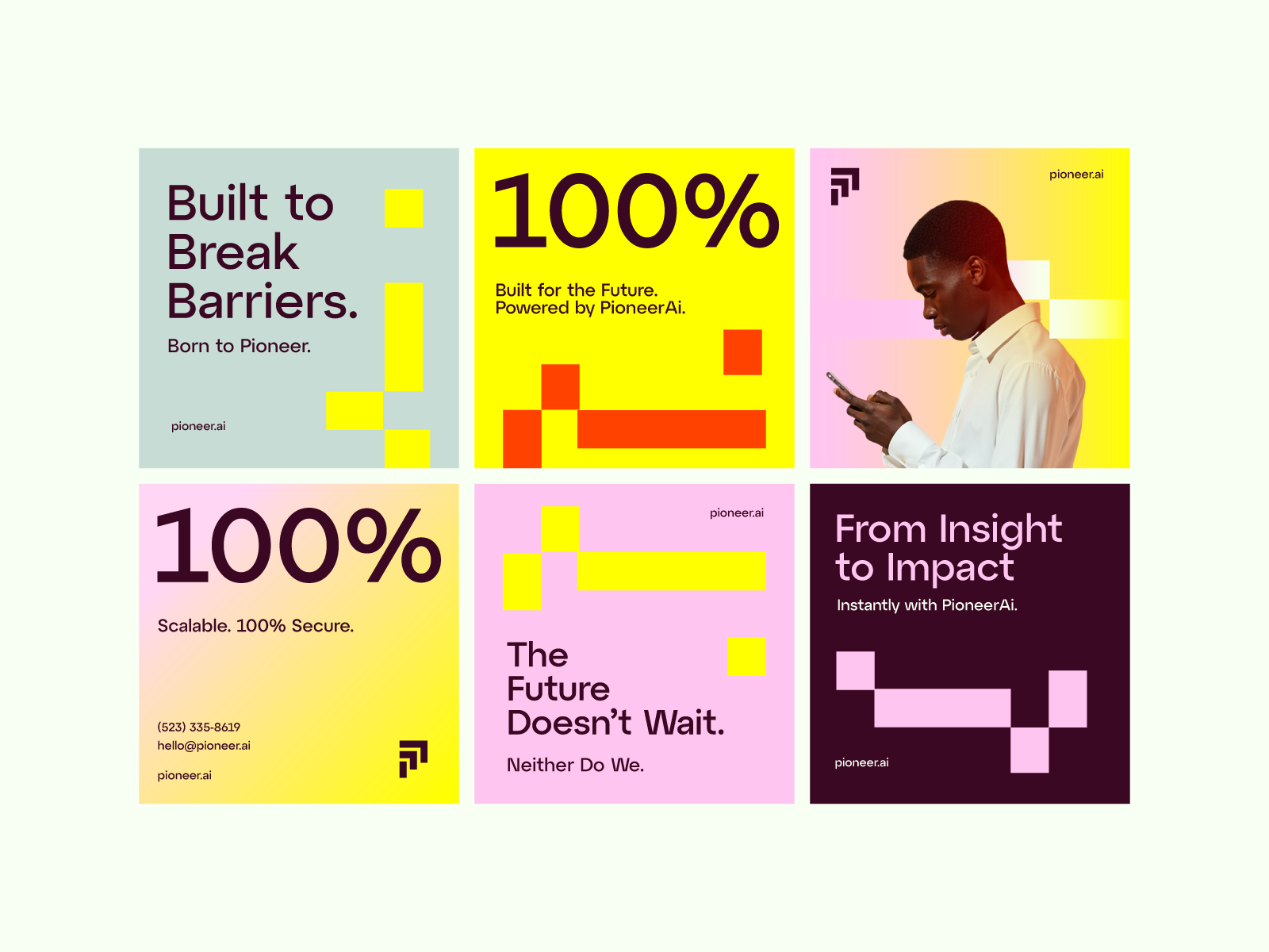 PioneerAi Brand Visual Identity System a aaa abstract logo design ai logo brand visual identity bold logo brand visual identity brand visual identity logo design money logo brand visual identity p logo social media design web design ui ux web3 logo brand visual identity
