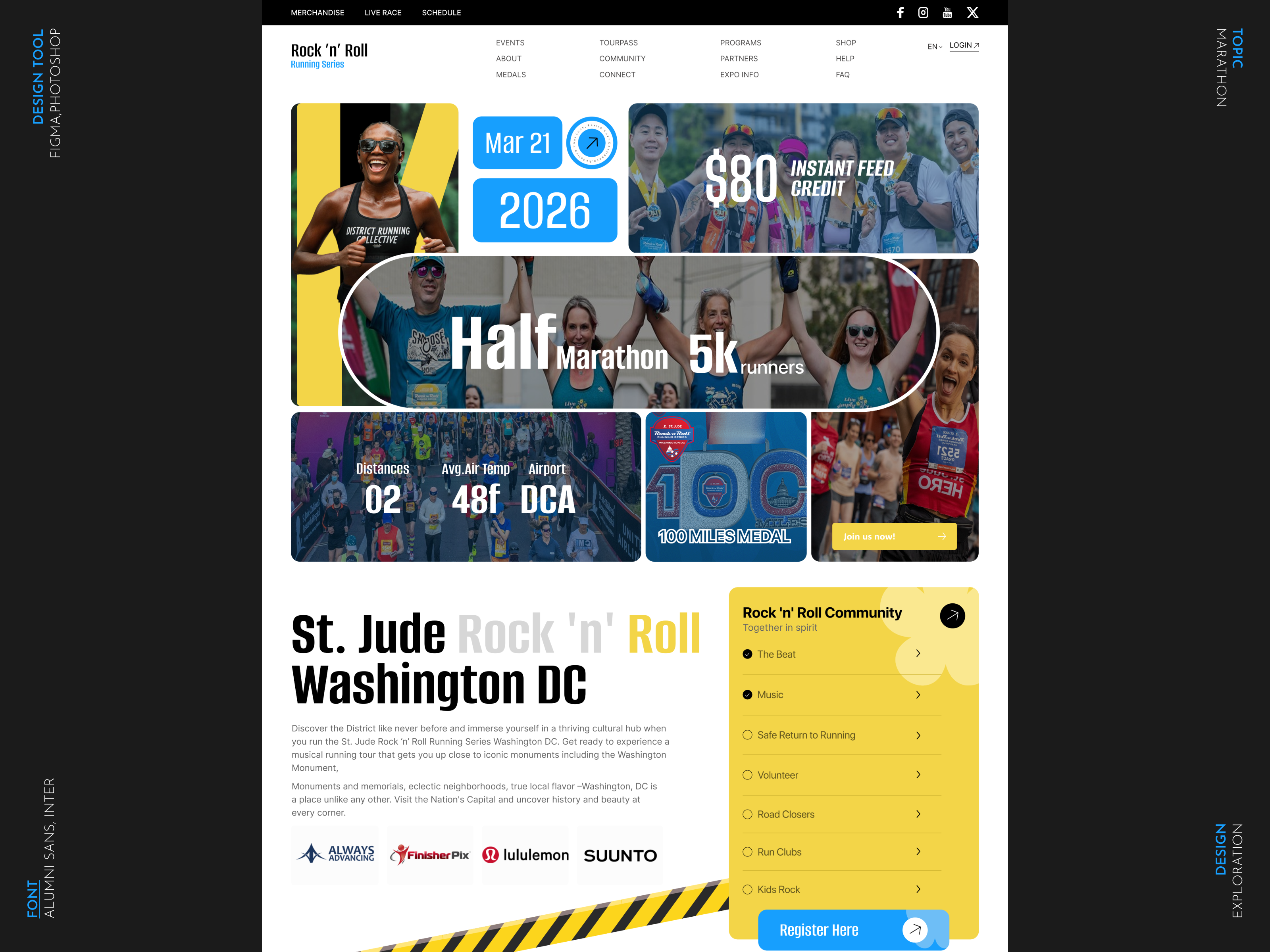 Rock ‘n’ Roll Marathon – Event Landing Page UI branding creative web design digital design high fidelity design interaction design landing page design minimal design modern ui modern web design product design ui design uiux design user experience user interface visual design web design web development website design website redesign wordpress development