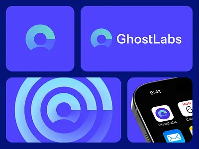 Ghost Labs 3d animation app branding g g letter ghost identity letter lettermark logo logo animation minimalist modern privacy roxana niculescu saas spline tech visual