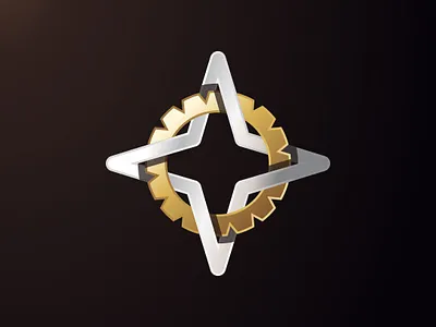 Golden Gear And Silver Star (Logo for Sale) 3d animation branding design gear gold golden graphic design illustration logo logo for sale mockup premium silver simple star ui vector