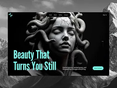 User Interface for a Creative Website black dark graphic design mythology sculpture ui ux web webdesign