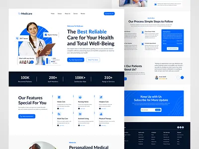 🩺 Medicare – Modern Healthcare Landing Page appointment booking care clinic consultation doctors healthcare homepage landing page medical monis design online doctor online health care patient ui ux ui ux designer uiux website website designer